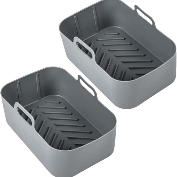2/$14 💥🆕 Air Fryer Gray Reusable Rectangle Silicon Liners | 2 Pack | 4730 - Picture 1 of 6